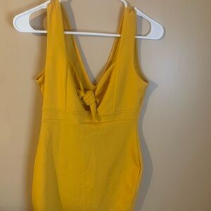Yellow Sleeveless Dress with Knot Detail